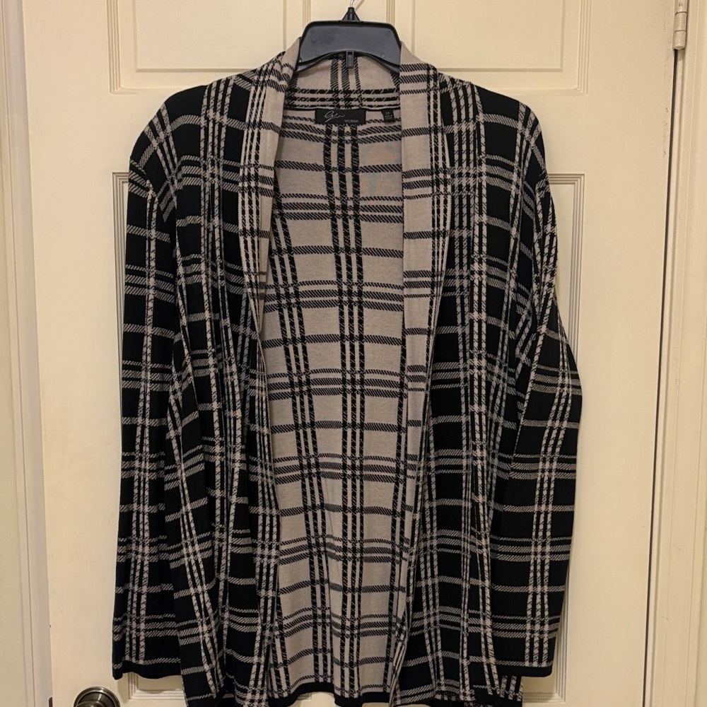 Plaid Open Front Cardigan Sweater